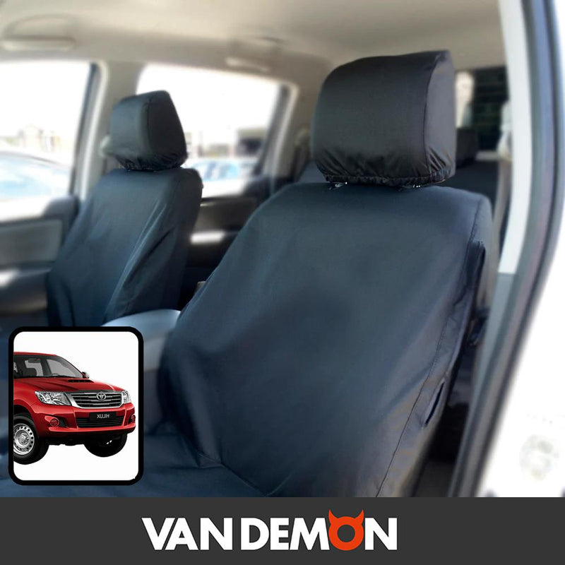 Toyota Hilux (2005-2016) - Tailored Front Row Seat Covers in Black (1+1)