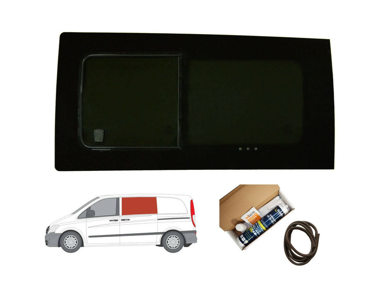 Mercedes Vito (2003-2014) Passenger Side Opening Window Privacy Camper Glass with Fitting Kit