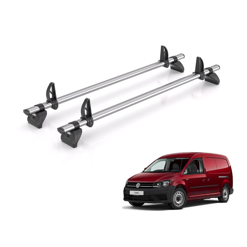 VW Caddy (2010-2020) - 2 Rhino Kammbar Fleet Roof Bars (Steel)