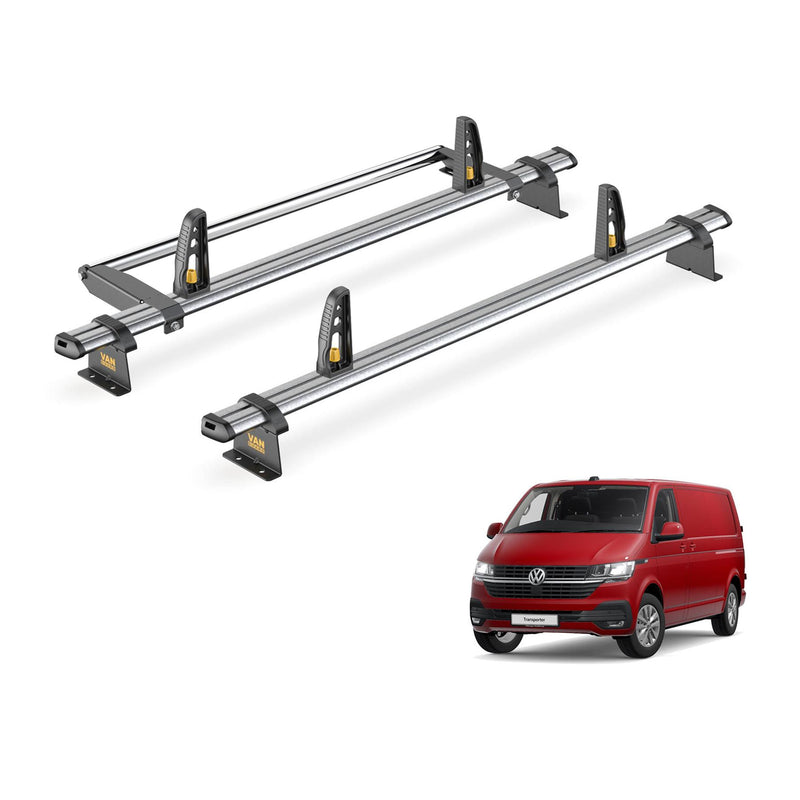 VW Transporter Roof Rack for 2015+ Long [Tailgate] 2 Bars Bundle Van Guard Trade