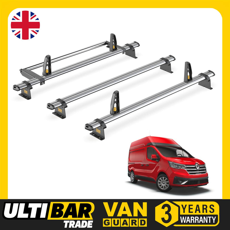 Renault Trafic Roof Rack (2014+) [High Roof] 3x Bars Bundle Van Guard Ulti Trade