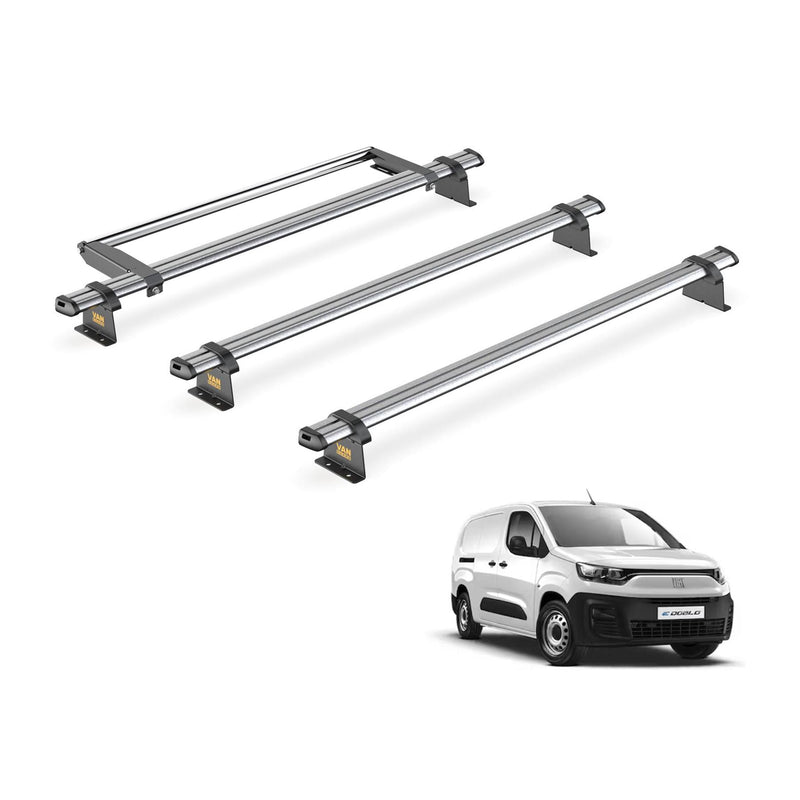 Fiat Doblo Roof Rack for 2022+ [Long (L2)] 3 Bars & Roller - Van Guard Trade