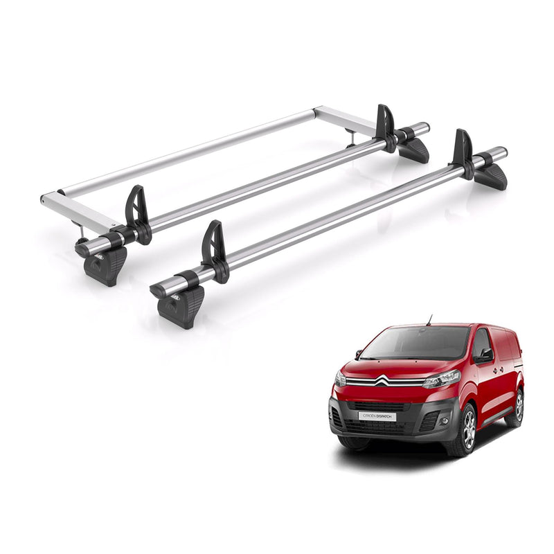 Citroen Dispatch (2016-) - 2 Rhino Kammbar Fleet Roof Bars + Roller (Steel)