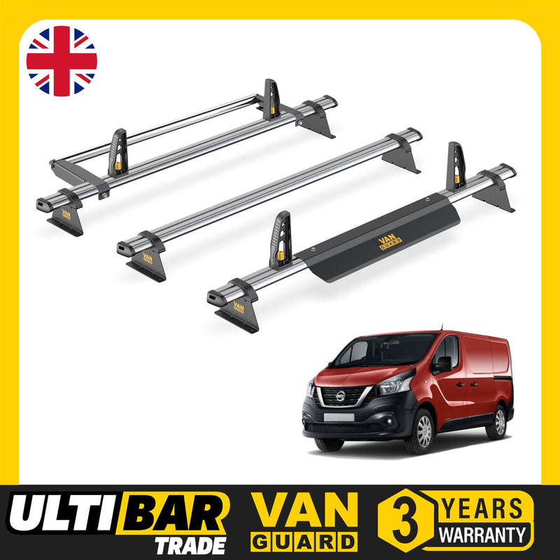 Nissan NV300 Roof Rack for 2016+ [Tailgate] 3 Bars & Roller Van Guard Ulti Trade