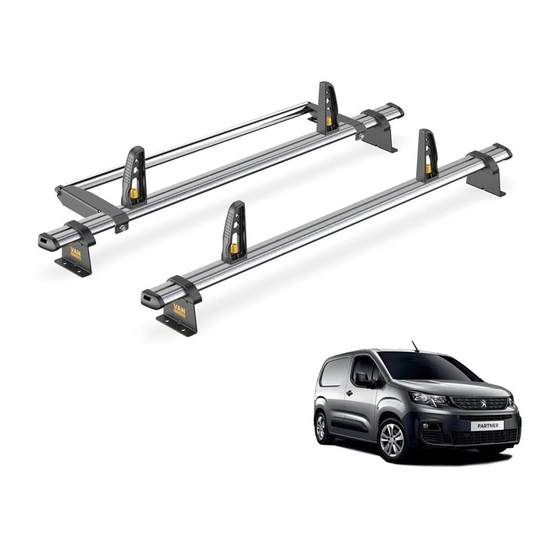 Peugeot Partner Roof Rack (2018+ Standard) 2 Bars & Roller Van Guard Ulti Trade