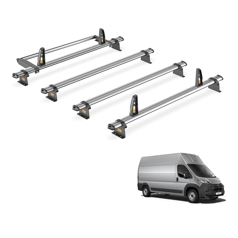 Peugeot Boxer Roof Rack for 2006+ [H3] 4x Bars, Roller, Loadstops - Van Guard
