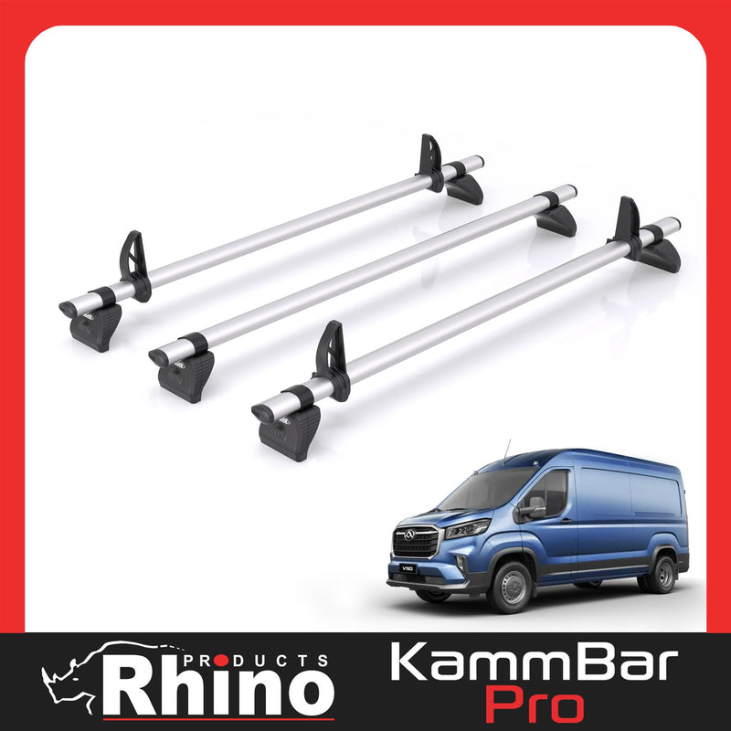 Maxus Deliver (2020-) 9 - 3 Rhino Kammbar Pro Roof Bars (Aluminium)