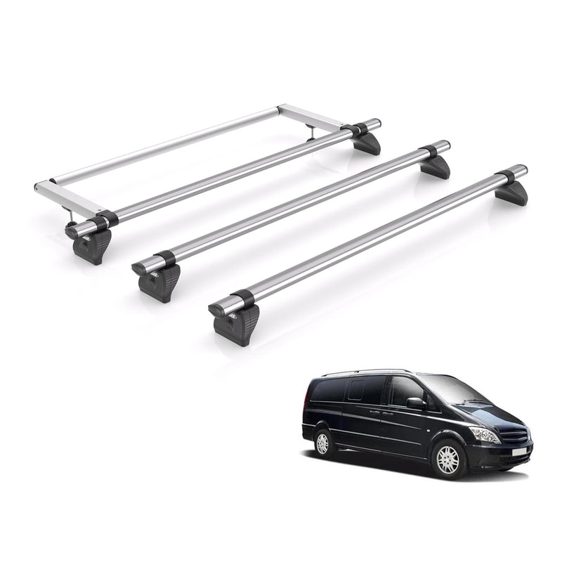Mercedes Vito Roof Rack For 2003-14 Extra Long Wheelbase With Barn Doors 3x Bars