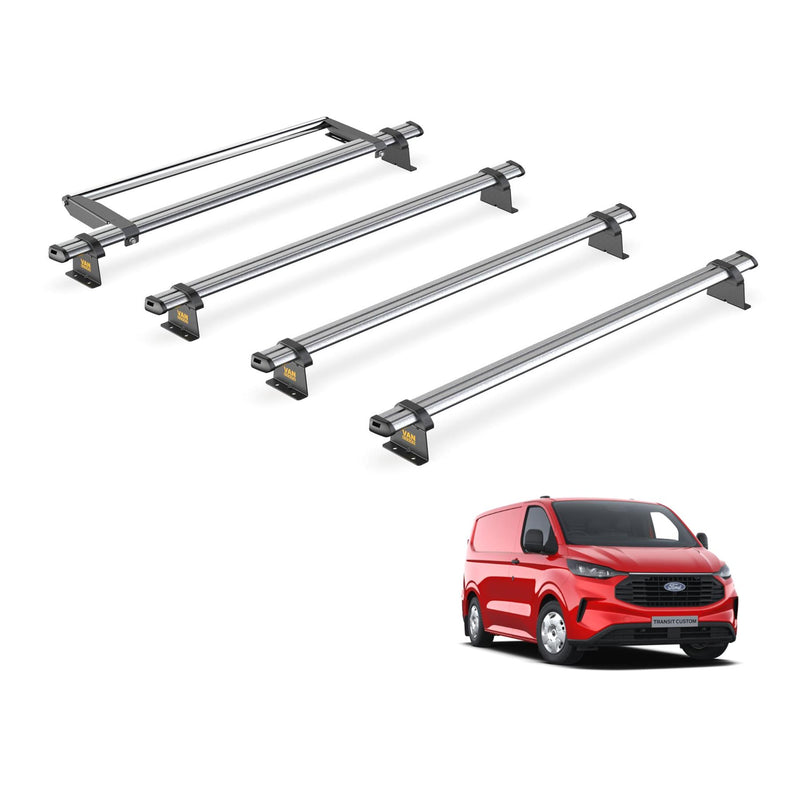 Ford Transit (2024-) Custom - 4 Van Guard UltiBar Trade Roof Bars + Roller