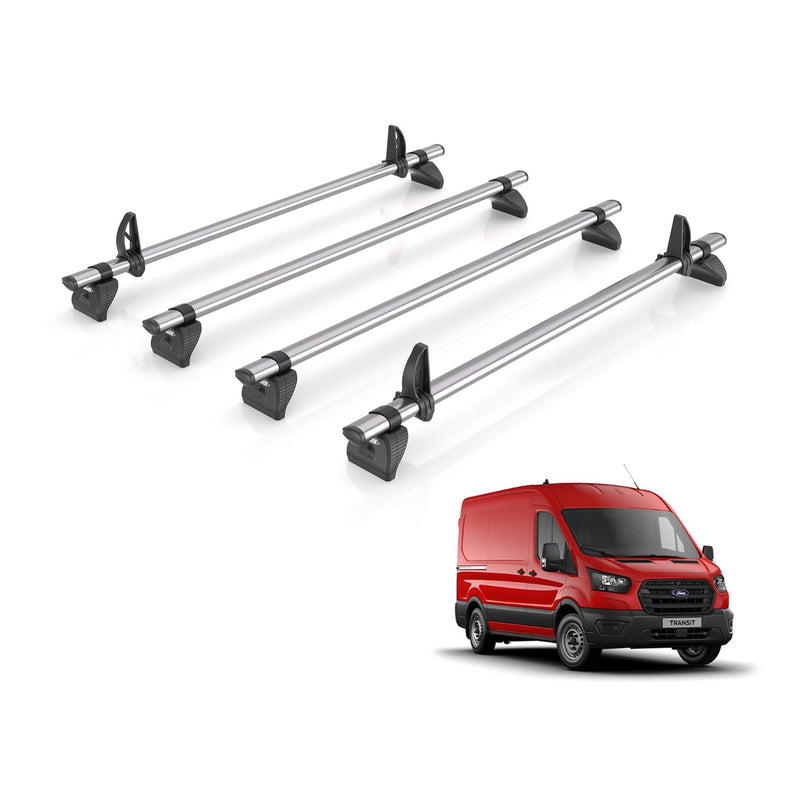 Ford Transit (2013-2024) - 4 Rhino Kammbar Fleet Roof Bars (Steel)