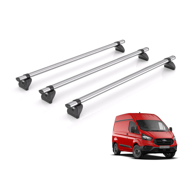 Ford Transit Custom Roof Rack Fits 2013-2024 GEN1 H2 Roof 3x Bars Rhino Fleet