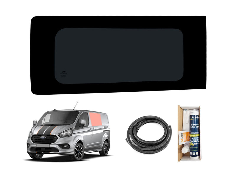 Ford Transit Custom (2013-2023) Passenger Side Fixed Window Privacy Camper Glass with Fitting Kit