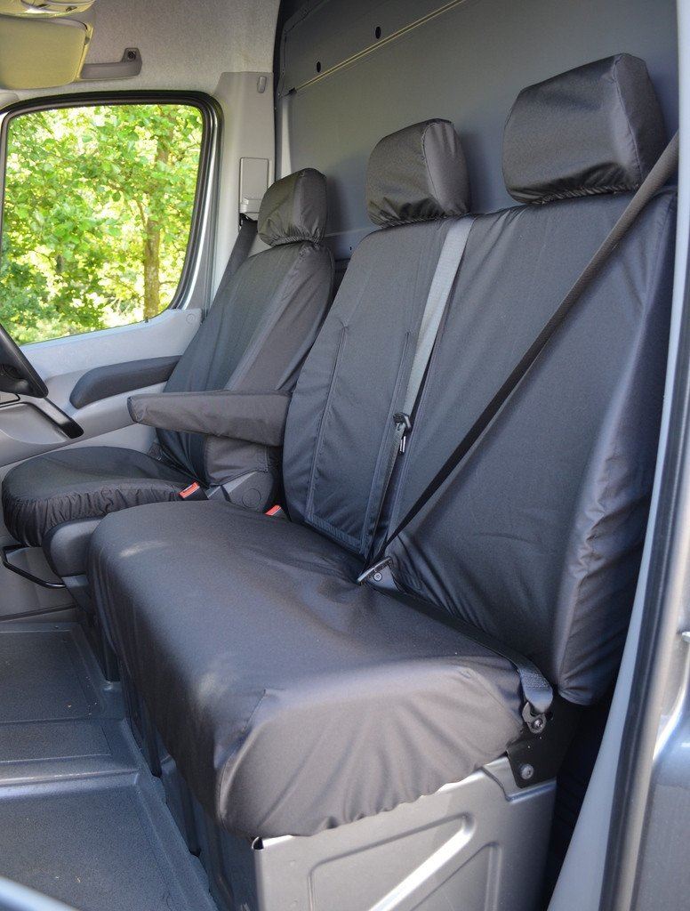 VW Crafter (2006-2012) - Tailored Front Row Seat Covers in Black (1+2)