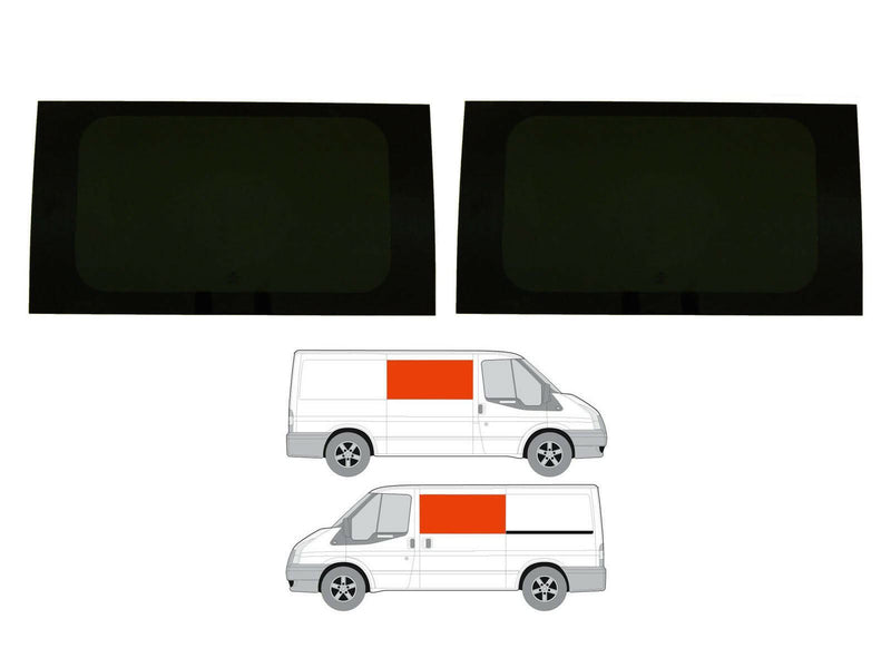 Ford Transit SWB (2000-2014) Driver and Passenger Side Fixed Window Privacy Camper Glass
