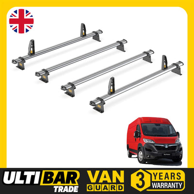 Vauxhall Movano Roof Rack for 2010-2021 4x Roof Bars + Loadstops Van Guard Trade