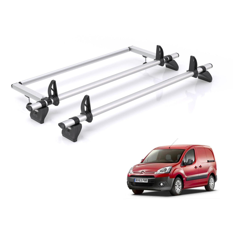 Citroen Berlingo (2008-2018) - 2 Rhino Kammbar Pro Roof Bars + Roller (Aluminium)