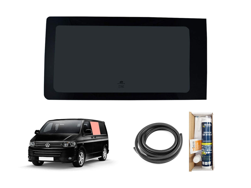 VW Transporter T5 (2003-2015) Passenger Side Fixed Window Privacy Camper Glass with Fitting Kit