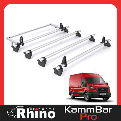 Ford Transit (2013-2024) - 4 Rhino Kammbar Roof Bars + Roller