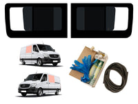 Mercedes Sprinter (2006-) Driver and Passenger Side Opening Window Privacy Camper Glass with Fitting Kit