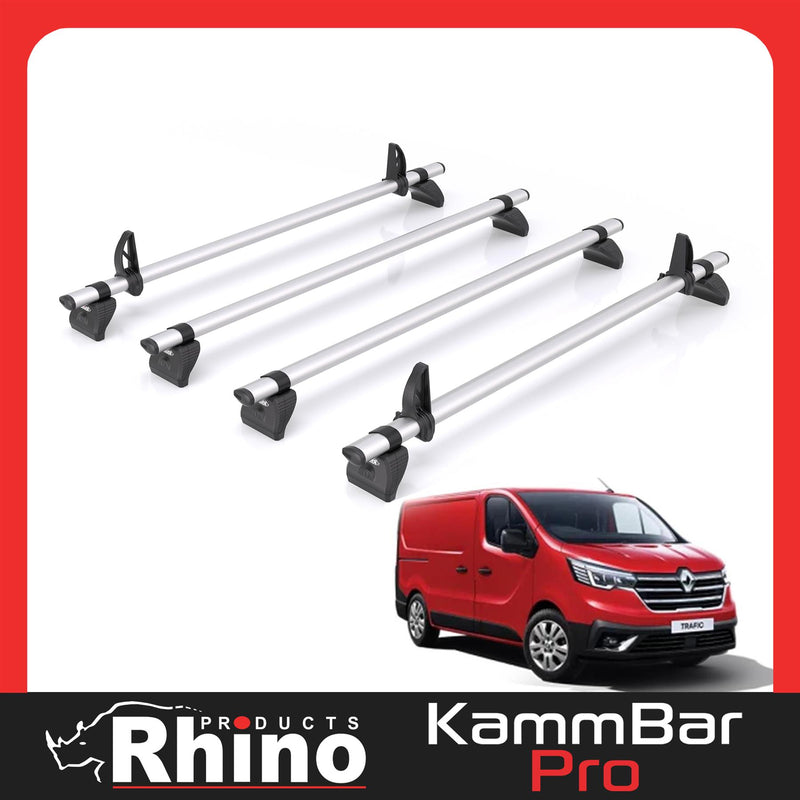 Renault Trafic (2014-) - 4 Rhino Kammbar Pro Roof Bars (Aluminium)