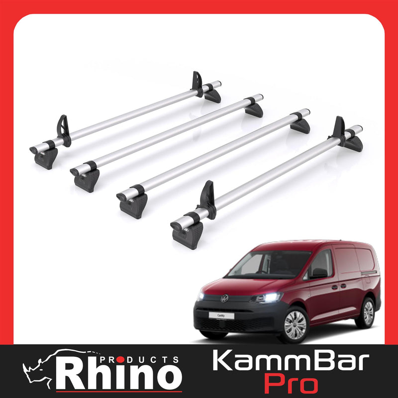 VW Caddy (2020-) - 4 Rhino Kammbar Pro Roof Bars (Aluminium)