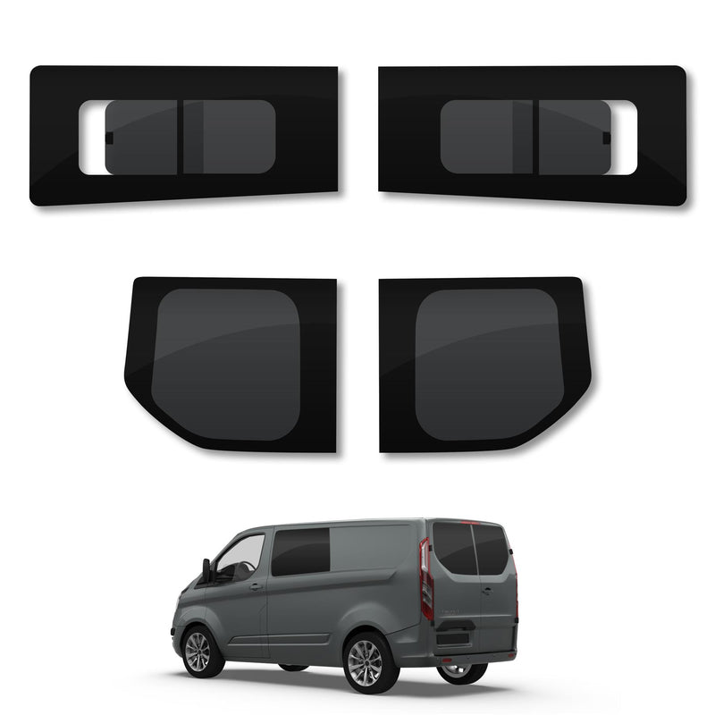 Ford Transit Custom (2013-2023) Opening Side and Rear Door Window Privacy Camper Glass Full Kit