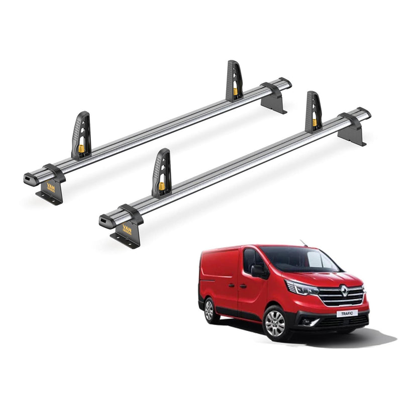 Renault Trafic Roof Rack for 2014+ 2x Roof Bars + Loadstops Van Guard Ulti Trade