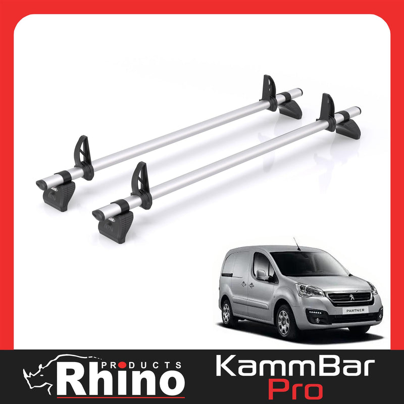 Peugeot Partner (2008-2018) - 2 Rhino Kammbar Pro Roof Bars (Aluminium)