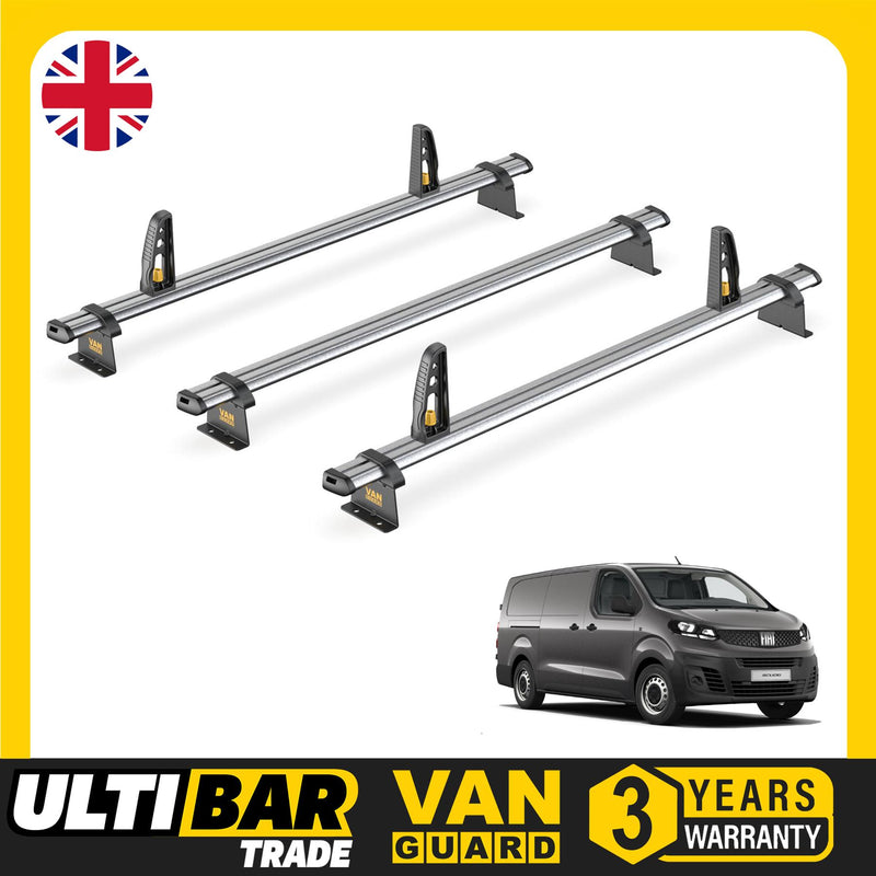 Van Guard Ulti Bar Trade + Loadstops 3 Bars Roof Rack For The Fiat Scudo 2022+