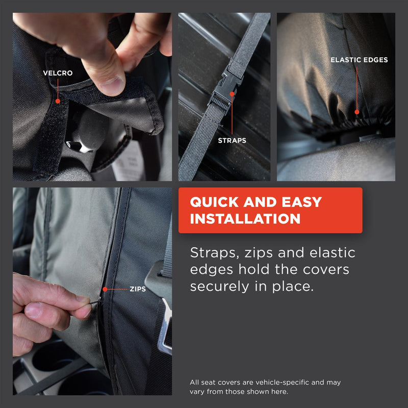 Vauxhall Vivaro (2001-2014) - Tailored Rear Bench Seat Covers in Black (Crew Cab)