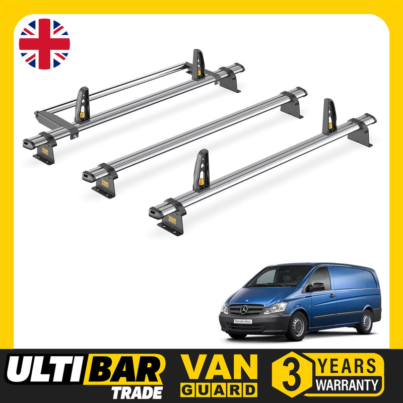 Mercedes Vito Roof Rack (2003-2014) [Tailgate] 3 Bars and Roller Van Guard Trade