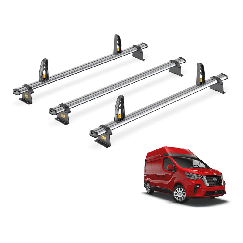 Nissan NV300 Roof Rack (2016+ High Roof) 3 Bars + Loadstops Van Guard Ulti Trade
