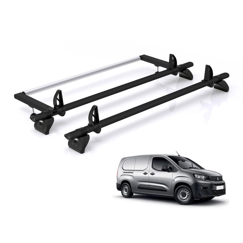 Peugeot Partner (2018 onwards) - Rhino Kammbar Black Roof Bars