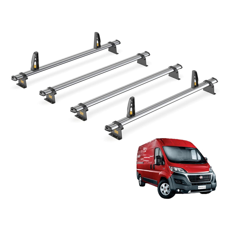 Fiat Ducato Roof Rack (2006+ L3 Wheelbase) 4x Roof Bars Van Guard UltiBar Trade