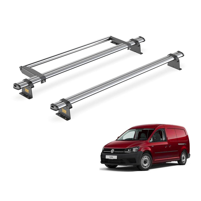 VW Caddy (2010-2015) - 2 Van Guard Ultibar Trade Roof Bars + Roller