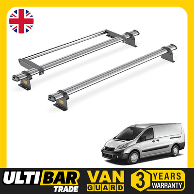 Peugeot Expert (2007-2016) - 2 Van Guard Ultibar Trade Roof Bars + Roller