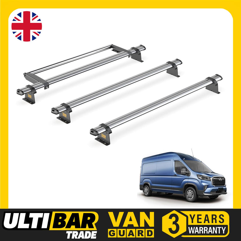 Maxus Deliver 9 Roof Rack for 2020+ 3 Steel Roof Bars & Roller - Van Guard Trade