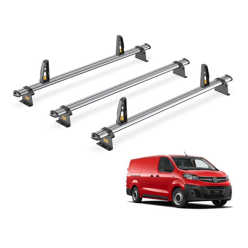 Vauxhall Vivaro Roof Rack for 2019+ LWB 3x Roof Bars + Loadstops Van Guard Trade