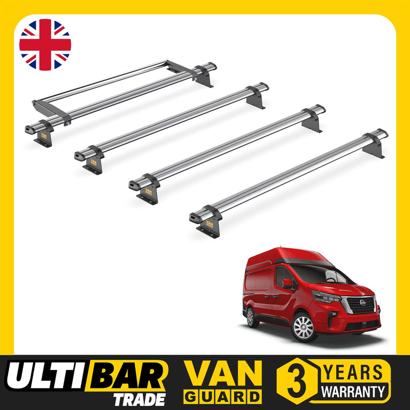 Nissan NV300 (2016-2021) - 4 Van Guard Ultibar Trade Roof Bars + Roller