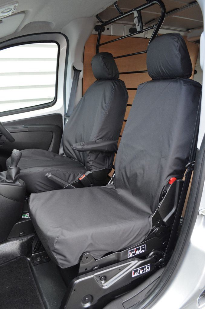 Fiat Fiorino (2008-) - Tailored Front Row Fold Pass. Seat Covers in Black (1+1)