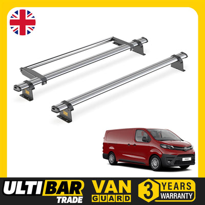 Toyota ProAce (2016-2024) - 2 Van Guard Ultibar Trade Roof Bars + Roller