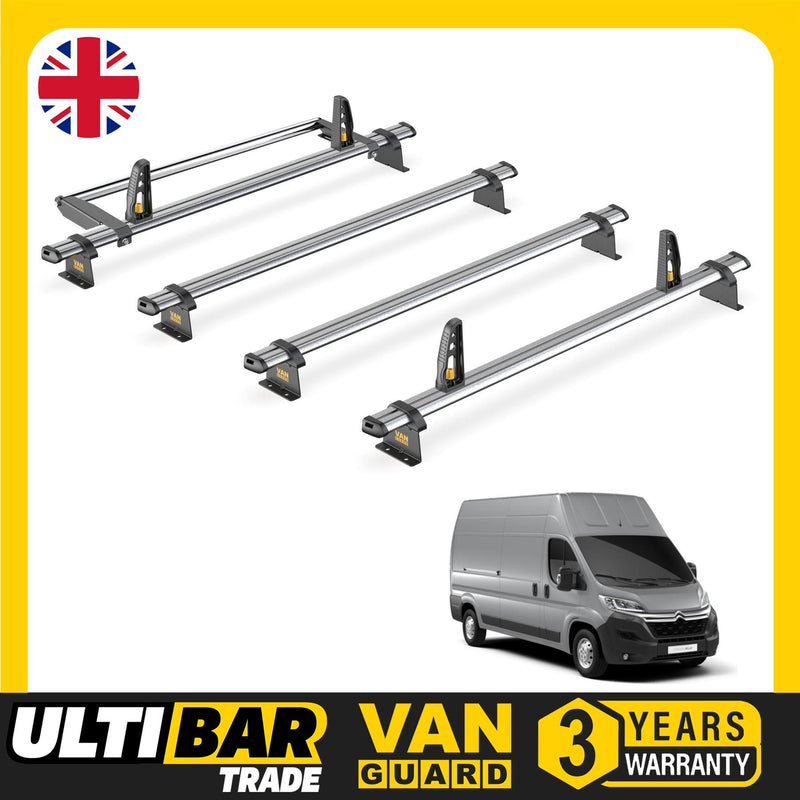 Citroen Relay Roof Rack for 2006+ [H3] 4 Bars, Roller, Loadstops - Van Guard
