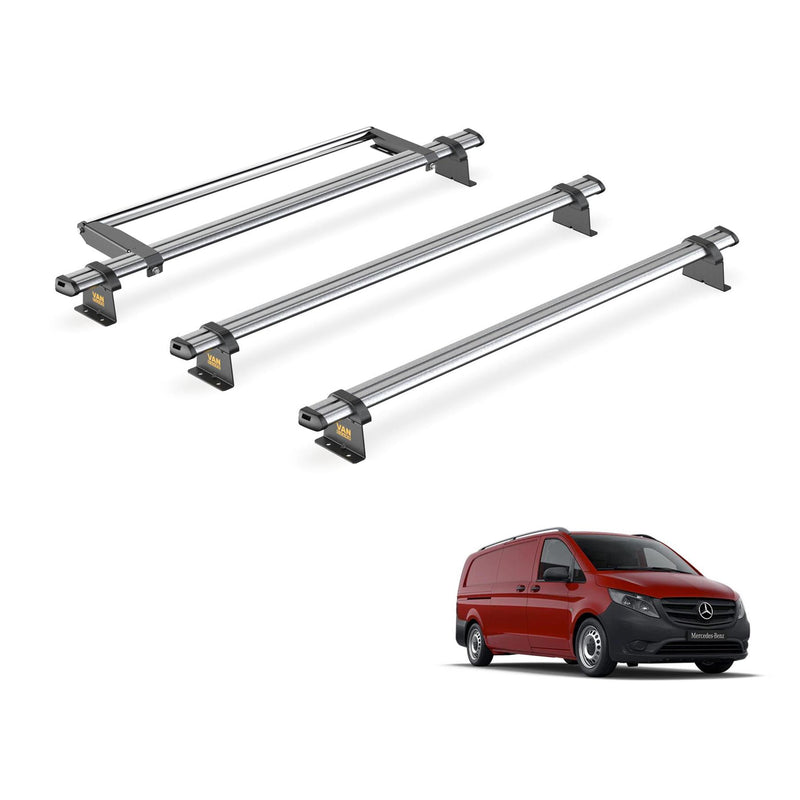 Mercedes Vito (2014-) - 3 Van Guard Ultibar Trade Roof Bars + Roller