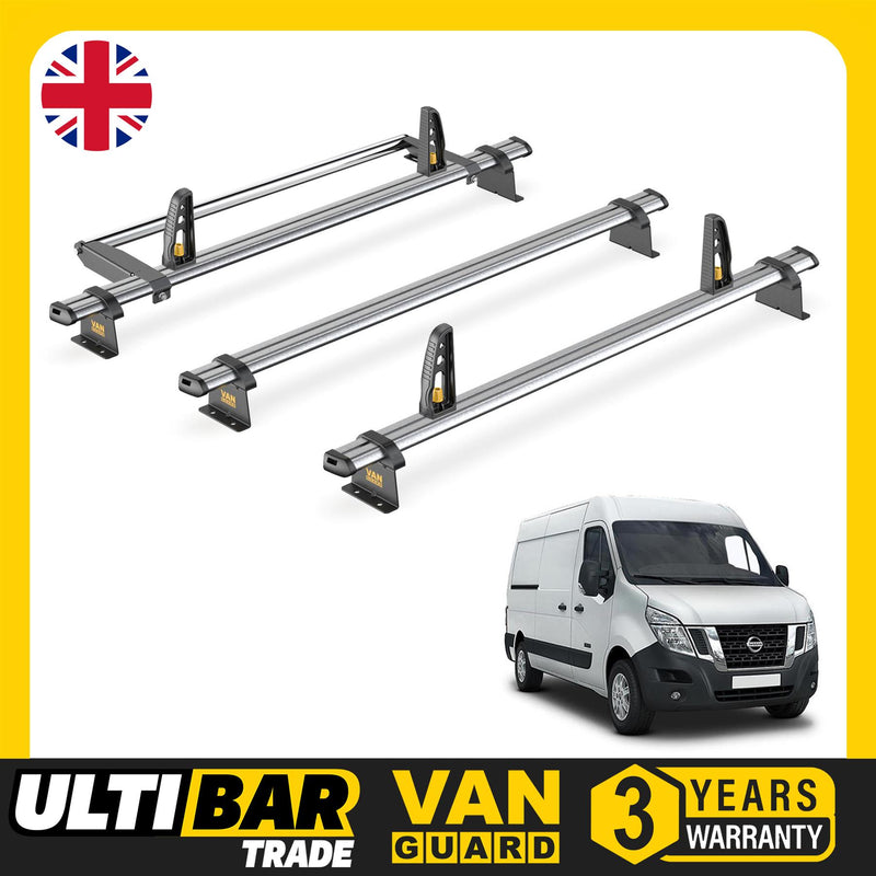 Nissan NV400 Roof Rack for 2011+ 3x Bars & Roller & Loadstops Van Guard Trade