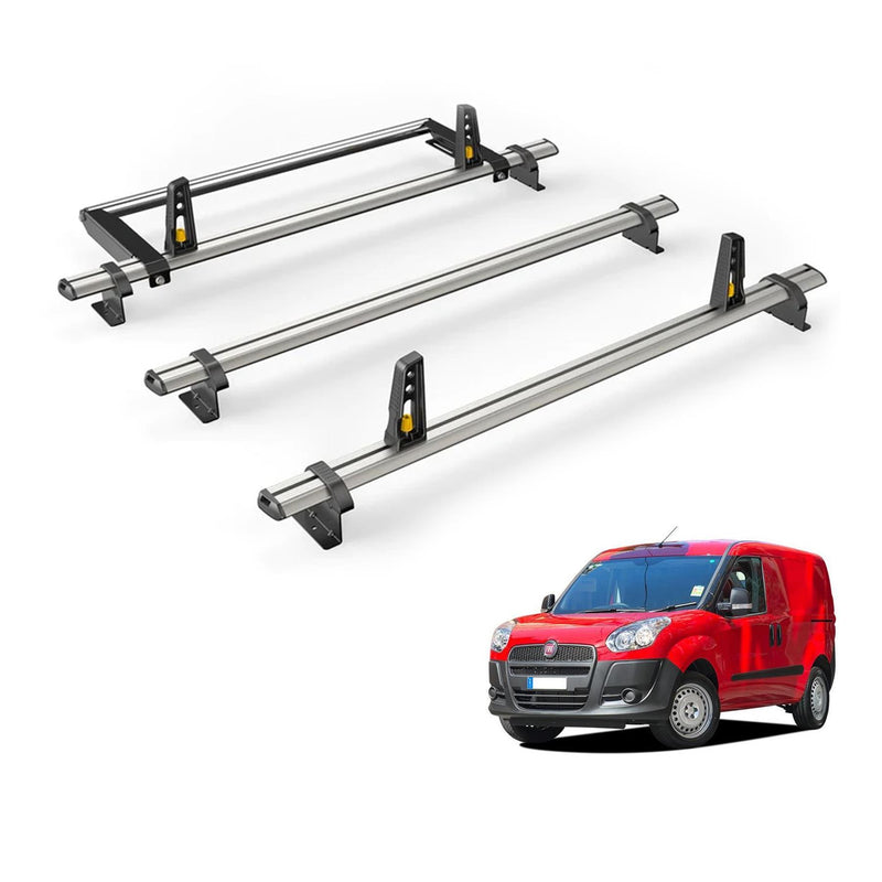 Fiat Doblo (2010-2022) - 3 Van Guard Ultibar Plus Roof Bars + Roller