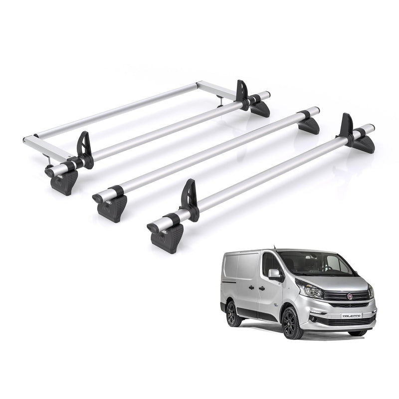 Fiat Talento (2016-2020) - 3 Rhino Kammbar Pro Roof Bars + Roller (Aluminium)