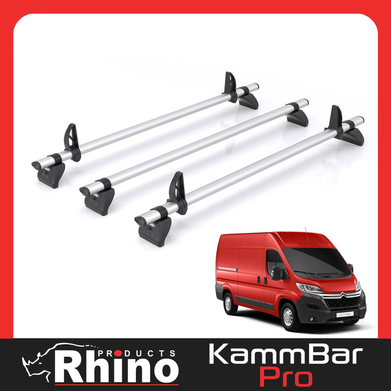 Citroen Relay (2006-) - 3 Rhino Kammbar Pro Roof Bars (Aluminium)