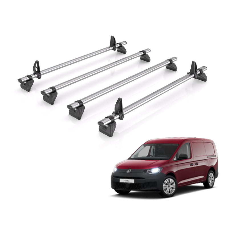 VW Caddy (2020-) - 4 Rhino Kammbar Fleet Roof Bars (Steel)
