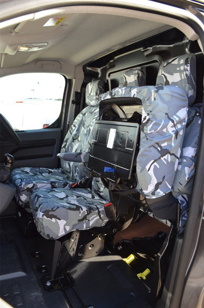 Grey Camo Front Seat Covers for Citroen Dispatch (2016 on) [Enterprise Spec]