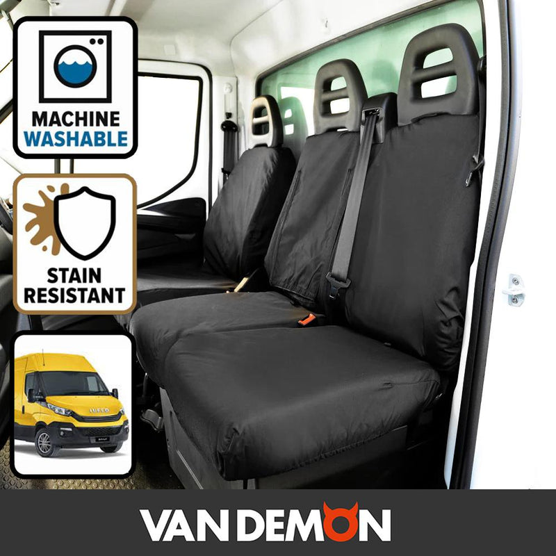 Iveco Daily (2014-) - Tailored Front Row w/ Armrest Seat Covers in Black (1+2)
